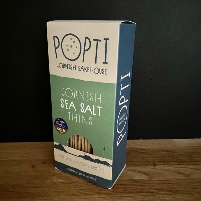 Popti Cornish Bakehouse Cornish Sea Salt Thins slant view scaled 1